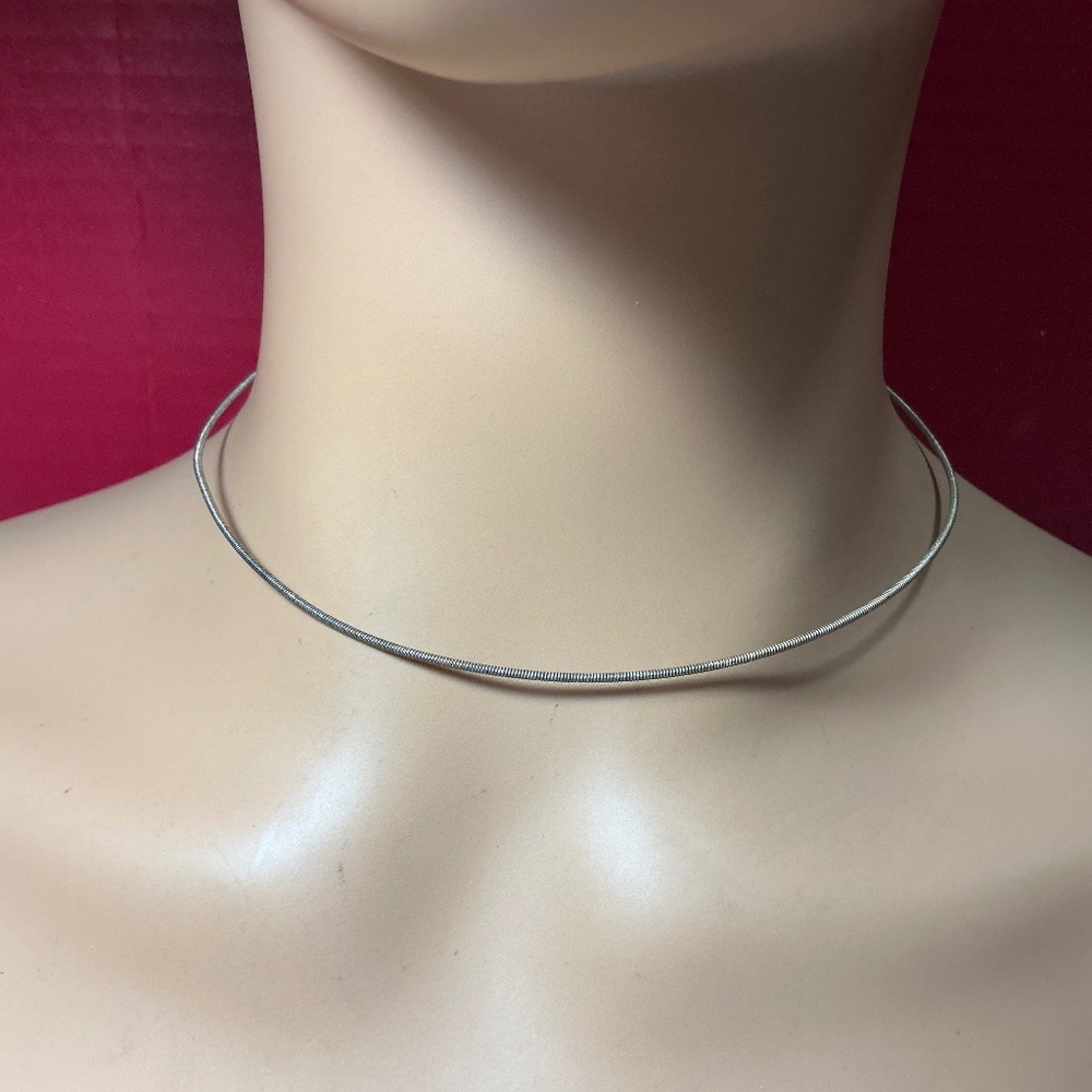 Sterling Silver Continuous Wire Wrap Necklace. 16 inches long